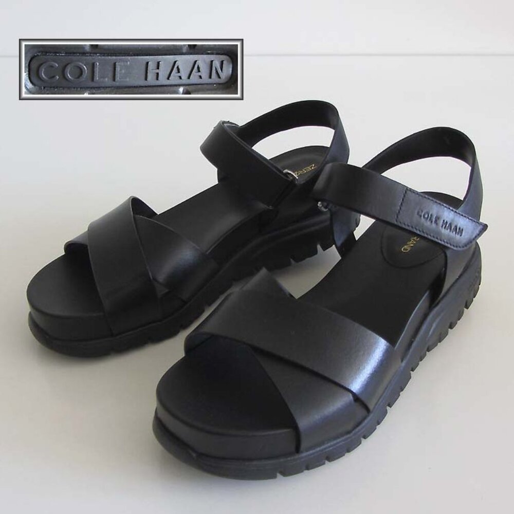 COLE HAAN Zerogrand black crisscross leather sandals 6 B